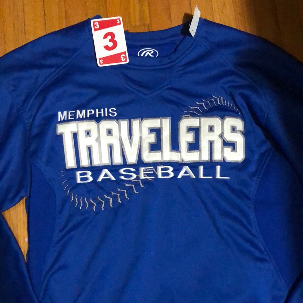 Blue and white Memphis Travelers Baseball